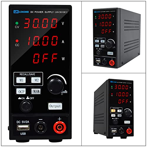 Image of DC Power Supply Variable,30V 10A 300W Programmable Memory Function Adjustable Switching Regulated DC Bench Power Supply with 4-Digits LED Power Display 5V /2A USB Coarse and Fine Adjustmentsy