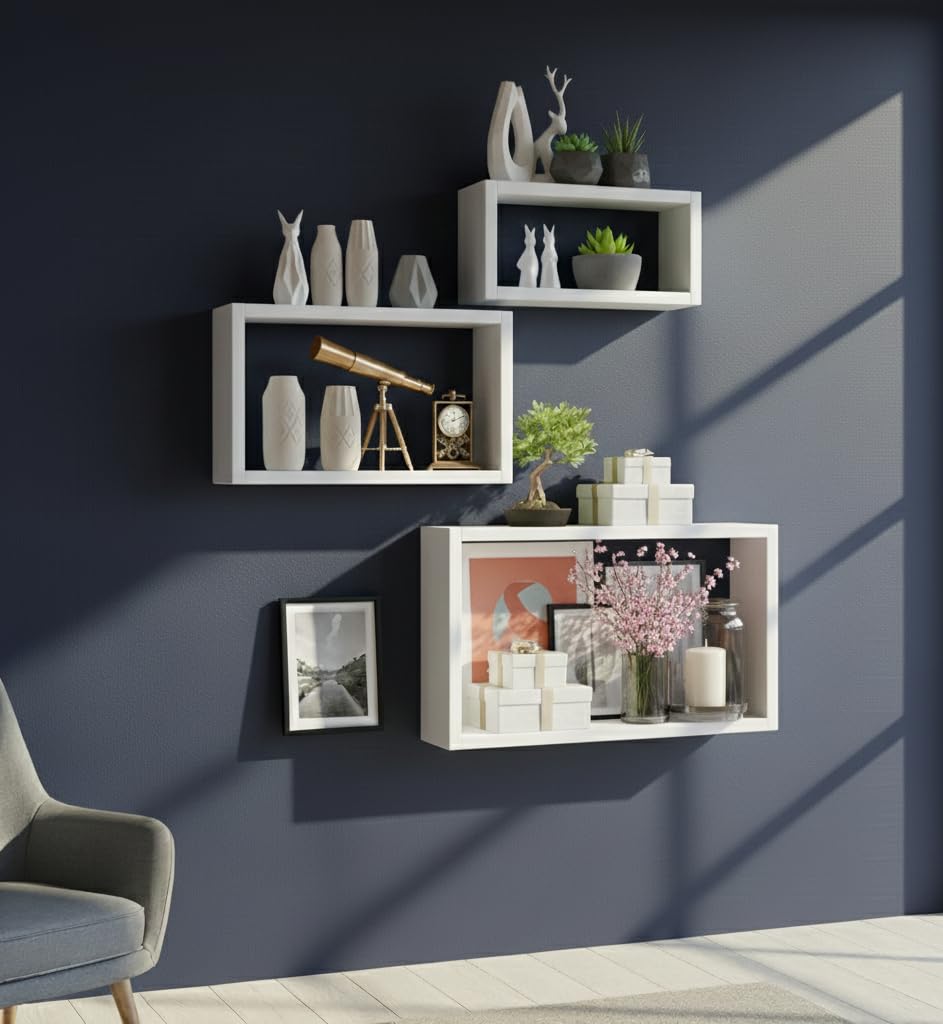 Decorative Wall Storage Shelf with Easy Installation Kit White-image-3