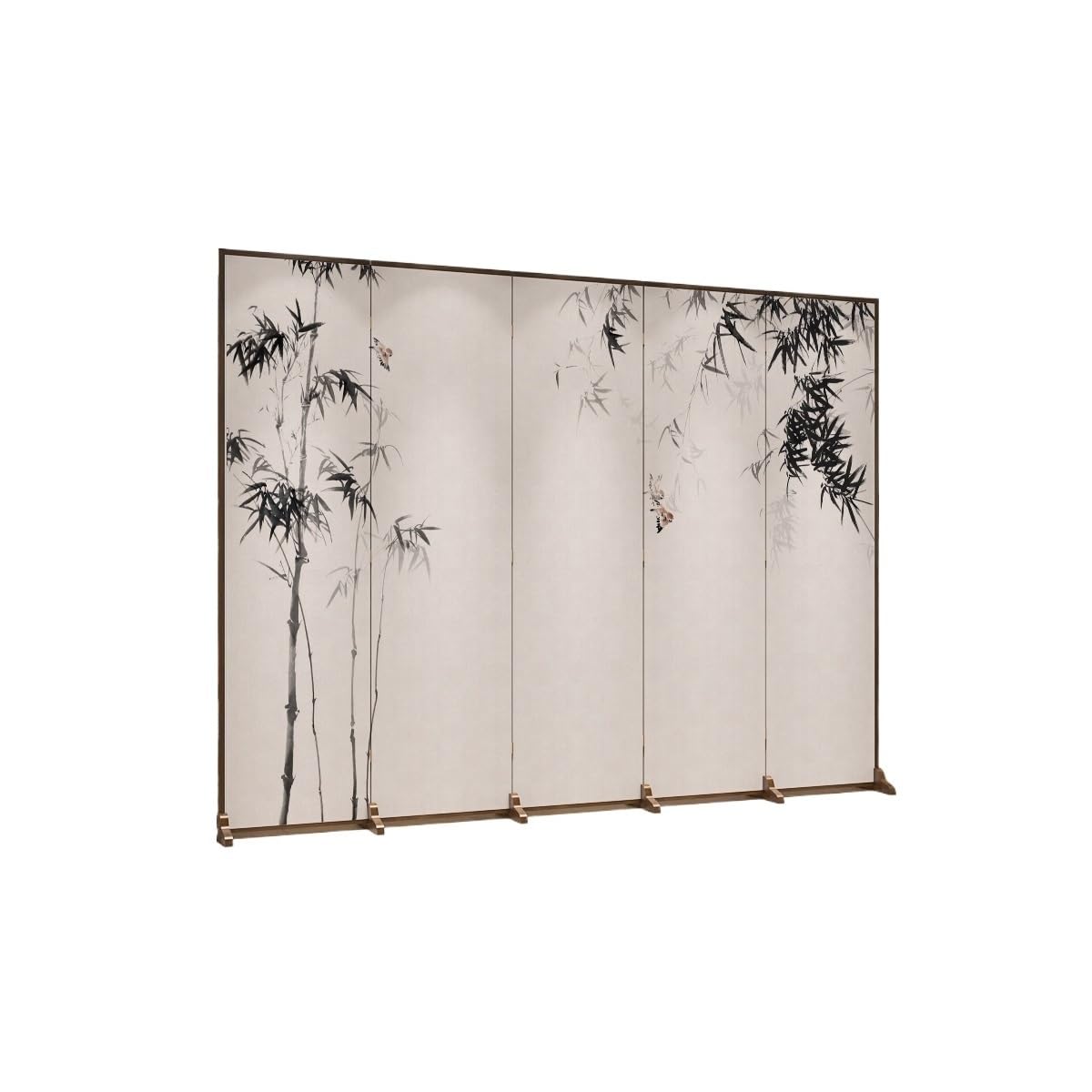 Privacy Screen Floor-standing Screen Partition Living Room Entrance Retro Chinese Tea Decoration Foldable Folding Room Divider