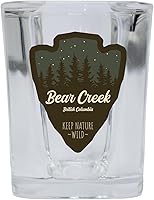 Vista 1 de R and R Imports Bear Creek British Columbia Camping Souvenir 2 Oz Shot Glass Square Base Arrowhead Design Single