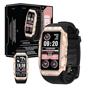 CARBINOX Ivy Smart Watch Rugged Fitness Tracker IP69K Waterproof Compatible with Android and iOS Phone Heart Rate Sport Modes (Rose Gold)