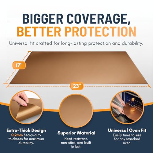 Oven Liners for Bottom of Oven - 3 Pack Large Heavy Duty Mats, 16.25”x23” NonStick Reusable Liner for Electric, Gas, Toaster Grills - BPA & PFOA Free Kitchen Accessory to Keep Appliance Clean (Copper) by Linda's Essentials - Image 3