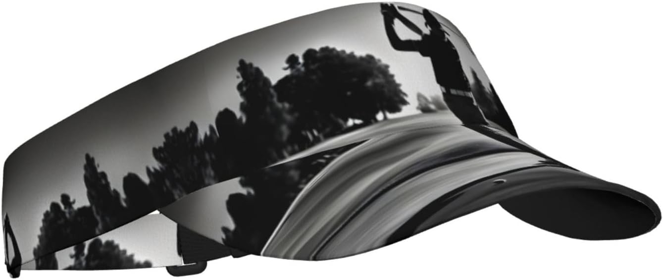 Black and White Golfs Print Sports Sun Visor Hats,Adjustable Sun Caps for Men Women Adults Lightweight