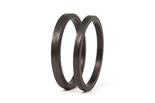 Set of two black carbon fiber wedding and engagement bands. Unique jewelry rings. Engagement Rings (00101_2.5N2N)