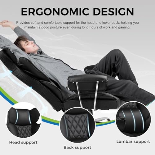 Image of GTPLAYER Gaming Chair, Computer Chair with Footrest and Lumbar Support, Height Adjustable Game Chair with 360-Swivel Seat and Headrest and for Office or Gaming (White)