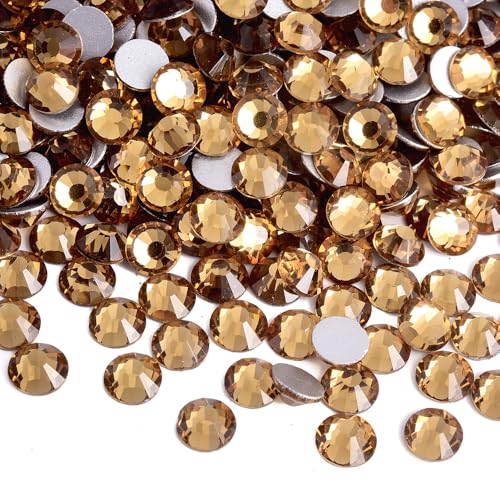 Image of 144pcs Nail Gems and Rhinestones Embellishments Flat Back Rhinestones for Bedazzling Sparkles for Crafts Tooth Gem Kit 0.31 inch 8mm SS40 Crystal Yellow