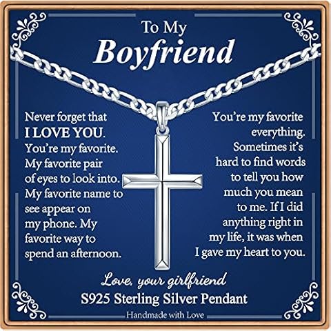 Ieftop Boyfriend Gifts Boyfriend Necklace for Men, Silver Cross Necklace for Men Boyfriend Jewelry Gifts for Him Boyfriend Religious Gifts Boyfriend Gifts from Girlfriend Cover