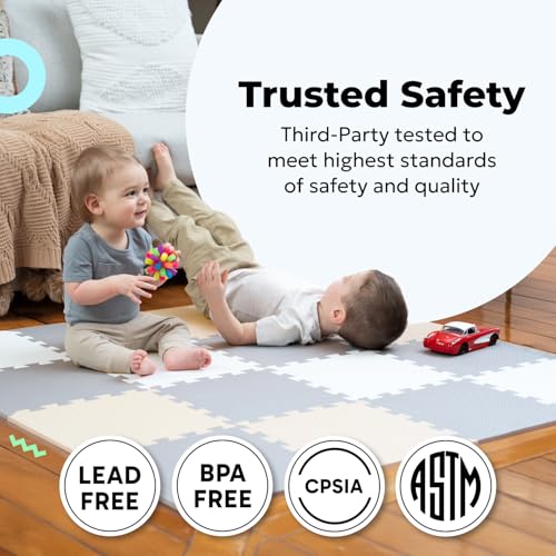 miotetto baby play mat soft foam floor tiles for kids adjustable interlocking foam tiles fits with 50x50 playpen baby mat for crawling amp development safe amp non-toxic playmat for babies 6-12 months