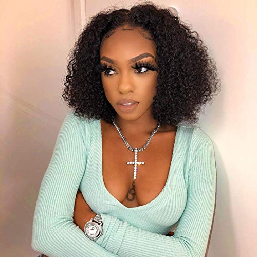 BIPLE Wig Cap Perruque Bresilienne Lace Frontal Kinkycurl Perruque Femme Naturelle Brésilien (12")