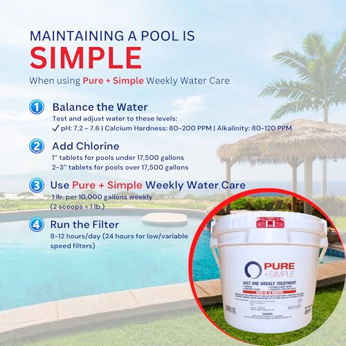 Image of Pure + Simple All-in-One Pool Shock & Clarifier - Algaecide for Swimming Pools - Fast-Acting Once Weekly Treatment for In-Ground & Above-Ground Pools - Swim in 15 Minutes (25 lbs)