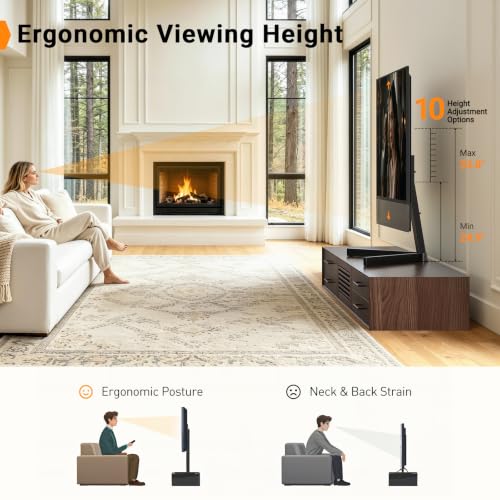 Image of Perlegear Swivel TV Stand with Power Outlet for 42-90 inch TVs up to 132 lbs