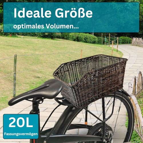 Red Loon XXL Fahrradkorb Red Loon Rattan Optik Gepäckträgerkorb Schulkorb Taschenkorb