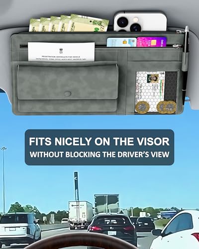 Image of FEDUS Pack of 2 Premium Car Sun Visor Organizer and Storage Car Document Holder, Sunglasses Holder for Car, Car All New Accessories Multipocket Pouch Auto Interior Accessories for Truck, SUV,Van