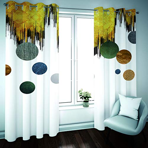 Rideaux de décoration à oeillets avec draperies imprimées 3D dorées 234x230cm - 5