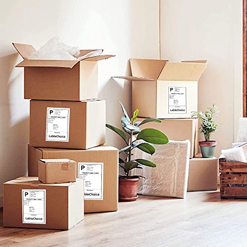 Labelchoice 100 Sheets 200 Labels Half Sheet Self Adhesive Shipping Labels For Laser & Inkjet Printers, 8.5" X 5.5" Shipping Mailing Labels, 2 Per Page Shipping Labels, 5 1/2 X 8 1/2 Half Sheet Labels #TOP4