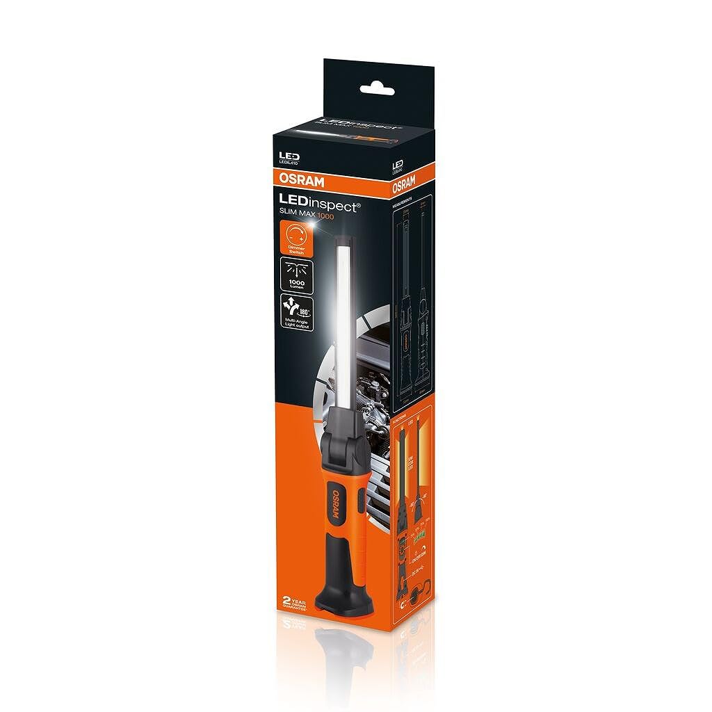 OSRAM LEDinspect Slim MAX1000, luz de inspección LED Delgada, 6000K, luz de Trabajo LED Flexible, magnética y Recargable, Incl. Gancho