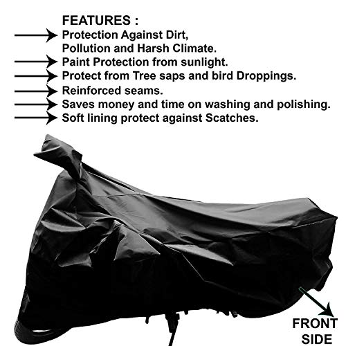 Image of Kandid Black Dust Proof & Water Resistant Double Mirror Pocket Bike Cover for Tvs Radeon