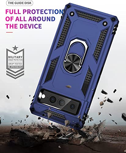 Image of REALCASE Polycarbonate Google Pixel 7 Pro Back Cover Case | Heavy Duty Dual Layer Hybrid Shock Proof Armor Defender Ring Case Back Cover for Google Pixel 7 Pro (Blue)