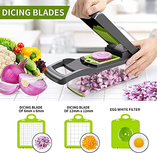 Multifunctional 13-In-1 Vegetable & Fruit Chopper, 8 Interchangeable Blades, Onion Chopper, Mandolin Slicer, Cutter For Veggies With Colander Container, Kitchen Tool For Salad Potato Carrot Garlic #TOP1