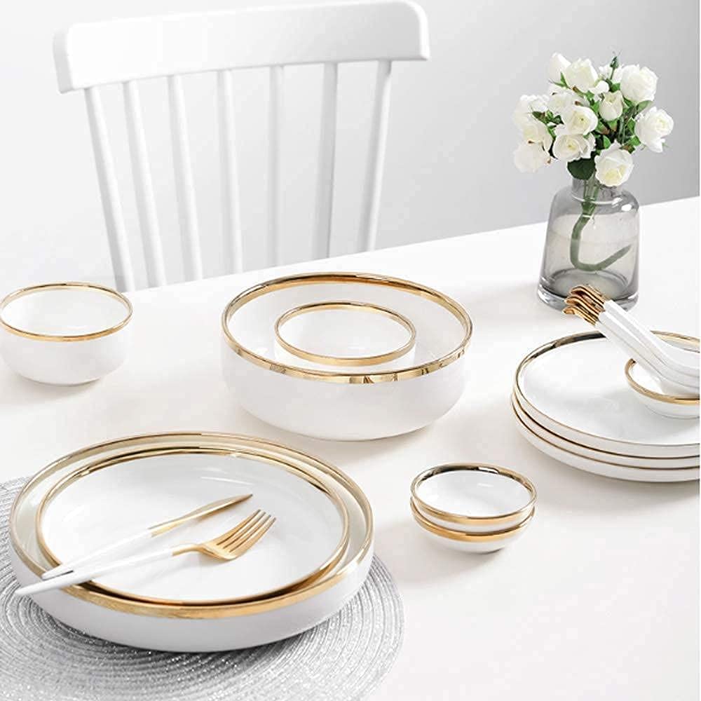 Zestaw naczyń kuchennych， Zestaw obiadowy Family Decor， Zestawy naczyń obiadowych Serwis na 2/4/6， Zestawy talerzy i misek kuchennych Białe， Luksusowa zastawa，9pcs
