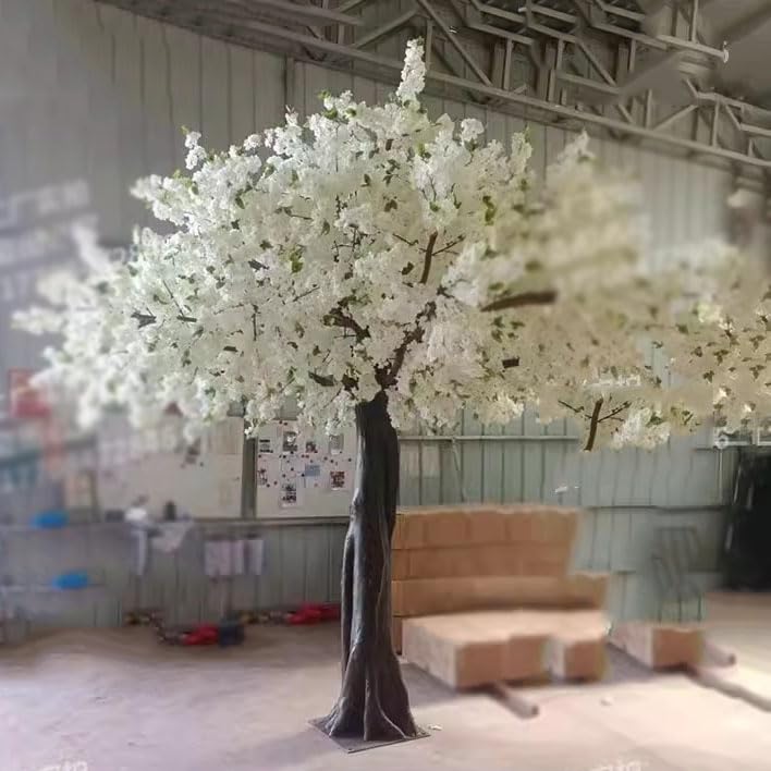 Árboles artificiales de flores de cerezo blanco - Falso árbol de los deseos de estilo japonés para ventana de hotel - Decoración interior o exterior - 2 m x 1,8 m