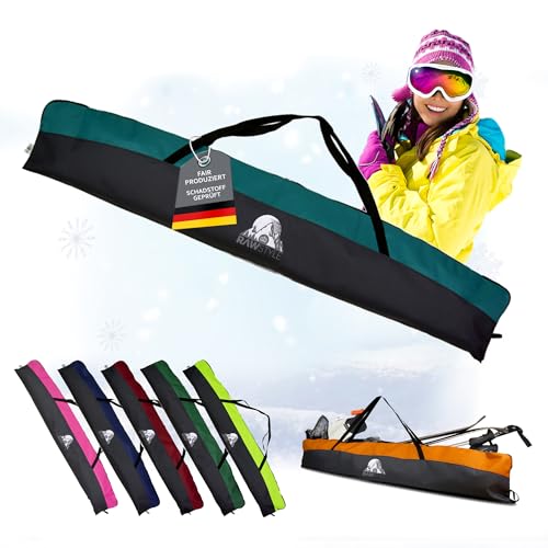 Rawstyle Housse de ski pour adultes et bâtons de ski 160 cm ou 180 cm ou 190 cm imperméable Sac à skis Housse de ski pour sports d'hiver Rangement pour skis...