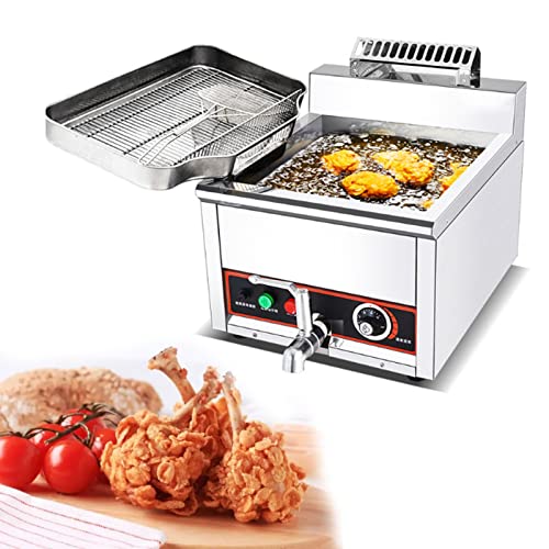 WOTZOV Freidora eléctrica Moderna de Acero Inoxidable de 20, 25 y 40 litros con Aceite, con Ajuste de Temperatura y Ventana de visualización, para Cocina doméstica, termost，15lea