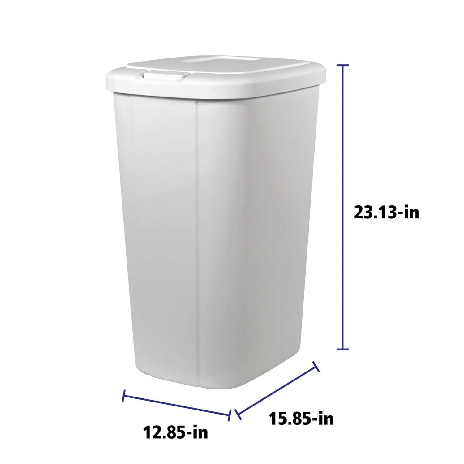 13.3 Gallon Push-Button top lid Kitchen Trash can, White