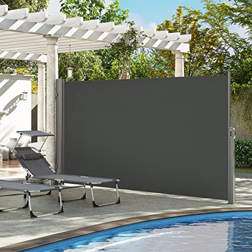 LARMNEE Alu-Seitenmarkise, ausziehbar, 180 x 400 cm, Sichtschutz, Sonnenschutz, Blickdicht, Seitenrollo, für Balkon, Terrasse, Garten, Anthrazit EBK184BP02 3