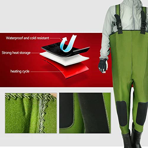 Vissen Steltlopers Voor Mannen Vrouwen, Borst Steltlopers Met Laarzen, Waterdichte Vissen Jacht Borst Steltlopers, Verdikt En Warm Houden, Slijtvast En Koudebestendig,Groen,41EU - Image 3