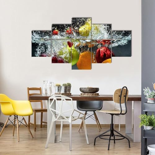 Tableau decoration murale de fruits et legumes sous l'eau en 5 parties ANLIONE