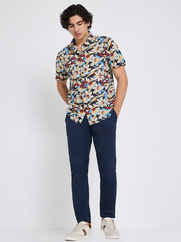 Image of Ben Sherman Mens Multi-Color Floral Print Short Sleeve Shirt | Lightweight Breathable