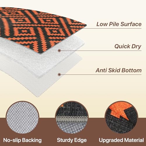 Image of GENIMO Fall Decor Outdoor Rug 3'x5' for Porch, Plastic Door Mat Orange Noir