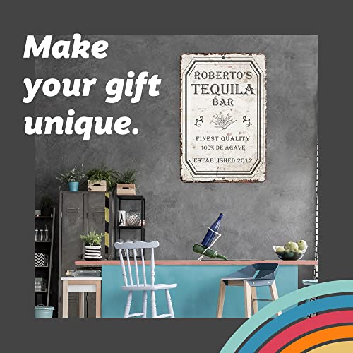 Pattern Pop Personalized Vintage Distressed Look Tequila Bar Metal Room Sign (8X12 Inches) #TOP1