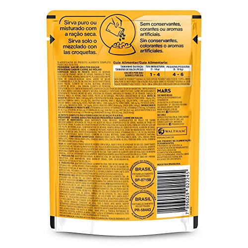 Kit Ração Úmida Pedigree Sachê Carne ao Molho para Cães Adultos de Raças Pequenas 36x100g