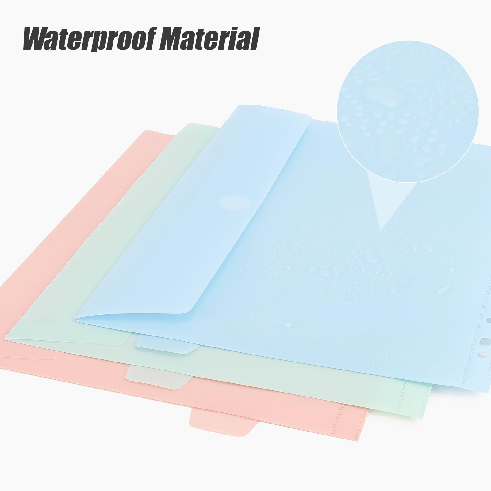 Uquelic Classeur avec Pochettes Perforées pour Documents Format A4 - Pochette Plastique, Trieur Document Pochette Plastique A4 avec Rabat - Maison/Bureau (Transparents Macarons)