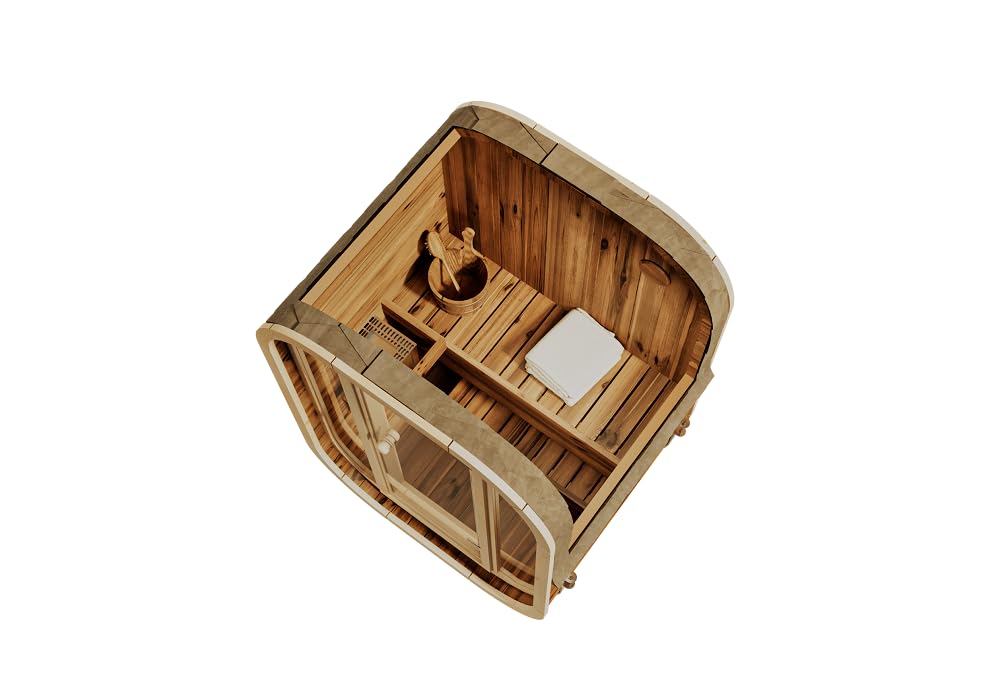 Sauna tonneau Ellipso S 1 banc bois 42 mm extérieur avec matériel de montage