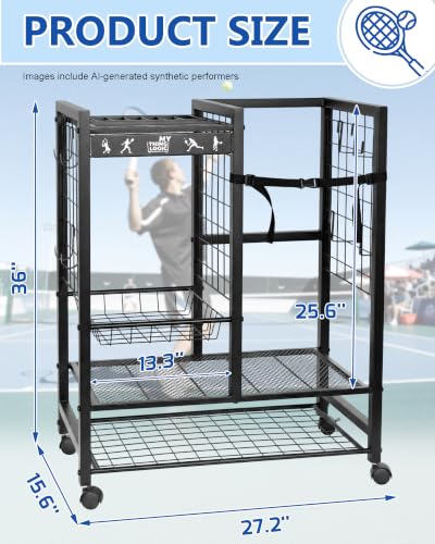 Image of Mythinglogic Rolling Tennis Equipment Organizer with Racket Storage