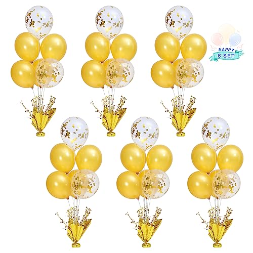 Gold table centerpiece balloon stand kit (6-set) with balloons