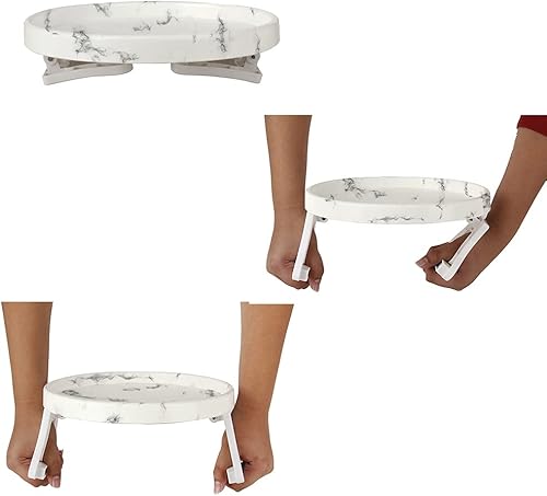 Miniatura 6 de Mesa con clip de brazo para sofá con estampado de mármol, mesa con bandeja para reposabrazos, bebidascontrol remoto, soporte para aperitivos