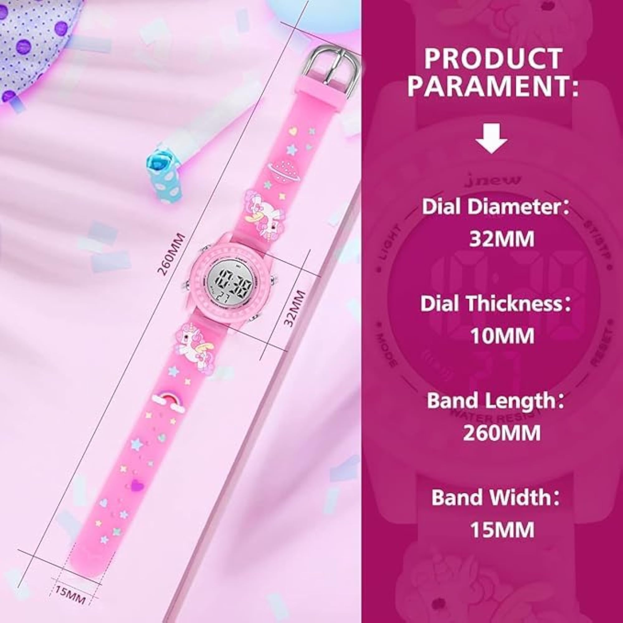 Kids LED Unicorn Watch with Silicone Strap