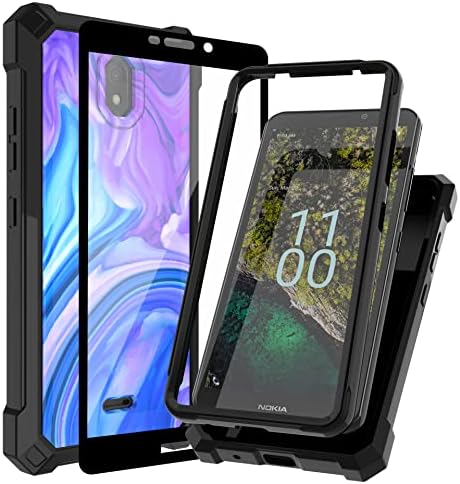 For Nokia C110 Case With Tempered Glass Screen Protector, Built In 360 &deg; Adjusta