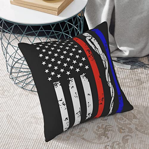 Housse de coussin velours côtelé drapeau États-Unis rouge 50x50 - 7