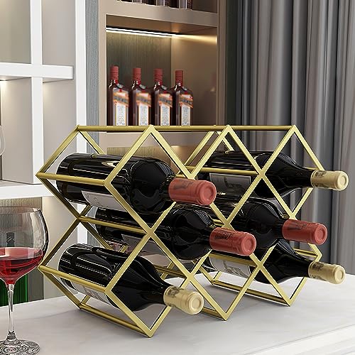 Soporte moderno para botellas de vino metal dorado miniatura 4