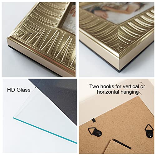 Artbyhannah 5X7 Inch 2 Pack Ornate Champagne Gold Picture Frame Sets For Tabletop Display Or Wall Mounting,Photo Frames For Wedding Or Home Decoration And Mother's Day Gifts #TOP2