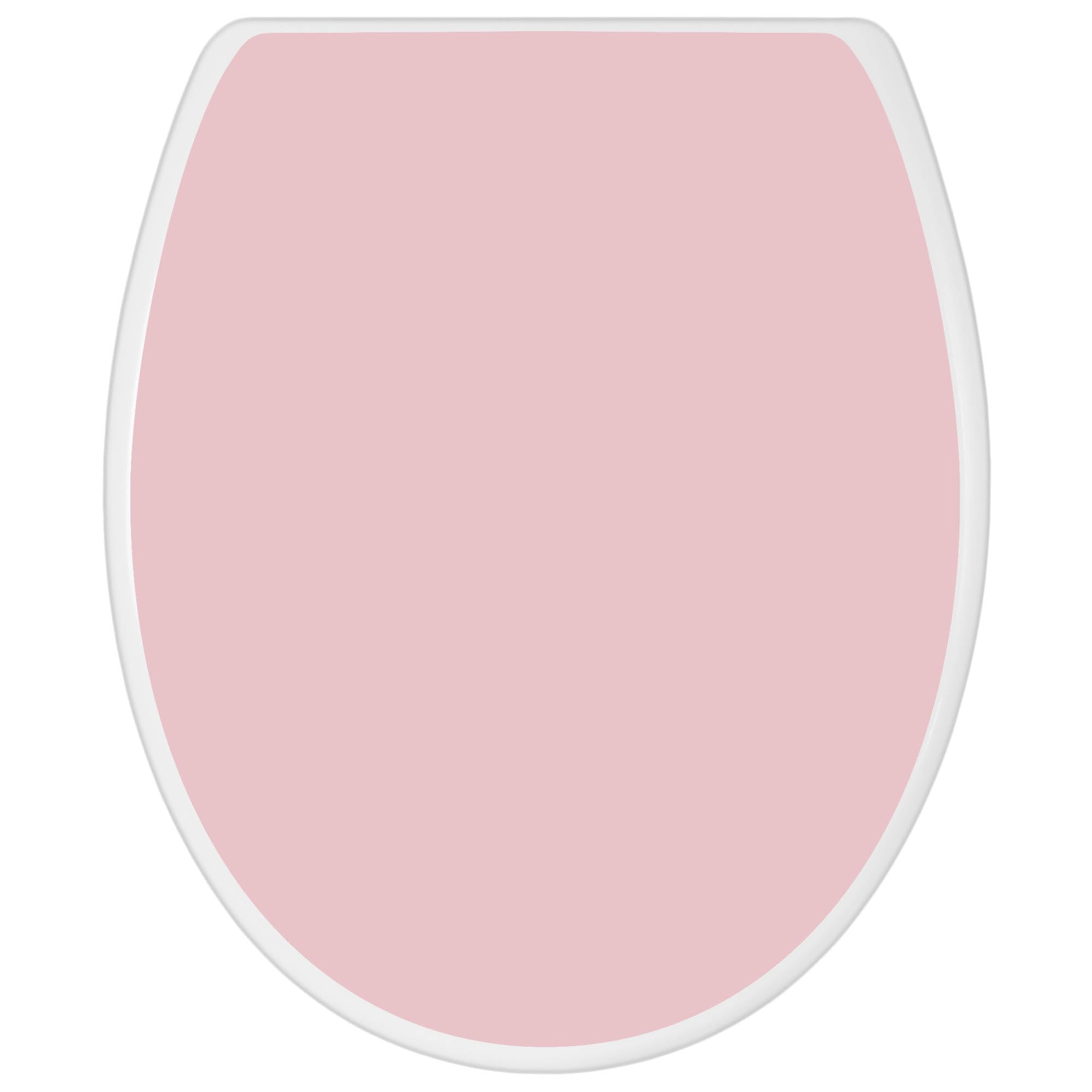 banjado Toilettendeckel mit Absenkautomatik 44,5x37cm - Soft Close Toilettensitz - WC Sitz mit Absenkautomatik - Klodeckel aus Duroplast mit Edelstahl Scharnieren, einfache Montage - Farbe Altrosa