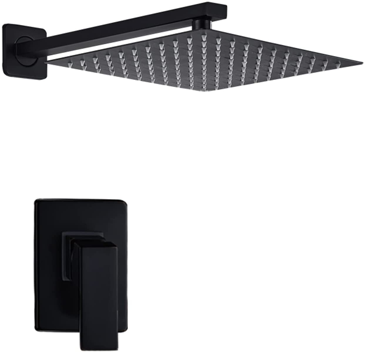 WXPGFEQ Shower System Concealed Shower Faucet Set Wall Mounted Matte Black Shower Combo Set With Waterfall Rainfall Shower Head,16 Inch,