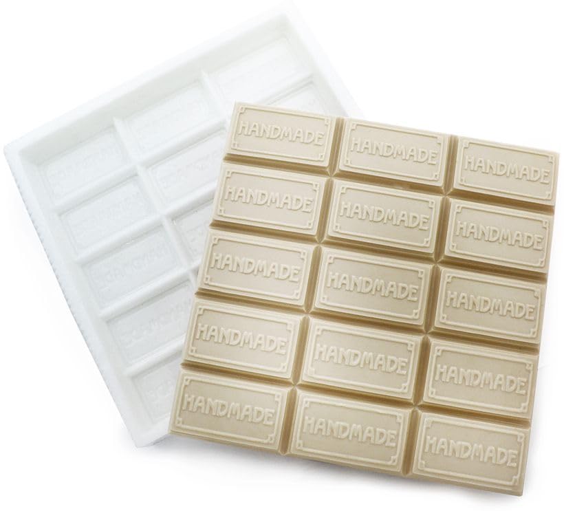 Stampo per tavolette Hand Made in silicone | per saponi e cosmetici solidi | 19 x 19,5 x 2,2 cm | Ogni pastiglia 6 x 3,3 x 2,2 cm | antiaderente e flessibile, ideale per creare saponi originali