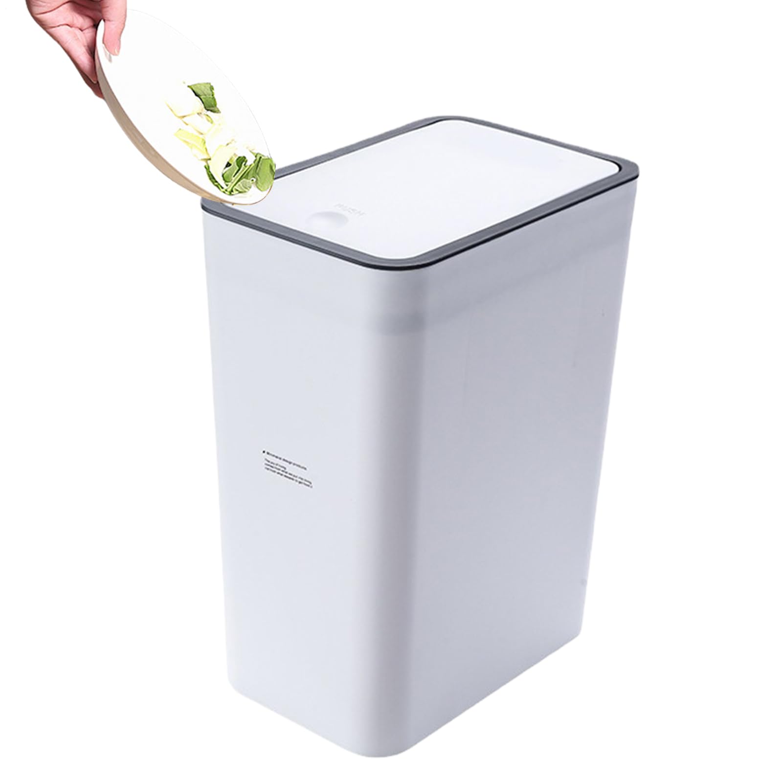 Trash Can With Press Top Lid - Push Top Trash Can | Bathroom Trash Can, Push Top Waste Basket, Modern Thin Trash Waste Basket, Dog Proof litter Container For Bedroom, Kitchen, Craft