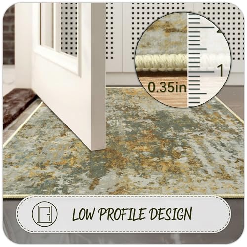 Green Rug Runners for Hallways Kitchen Non Slip Washable 2x6 Entryway Runner Rugs with Rubber Backing 6ft Long Carpet Runner for Laundry Bedroom, Low Pile Stain & Fade Resistant, Abstract Sage Green by Acapet - Used condition - Image 6